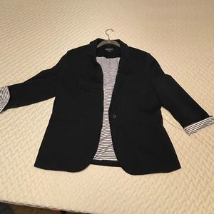 Women’s navy blue blazer with pin strip lining
